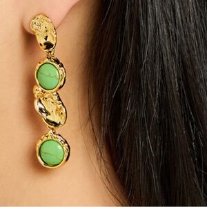 NWT Alexis Bittar Brut 14kt drop Mojave turquoise stone earrings